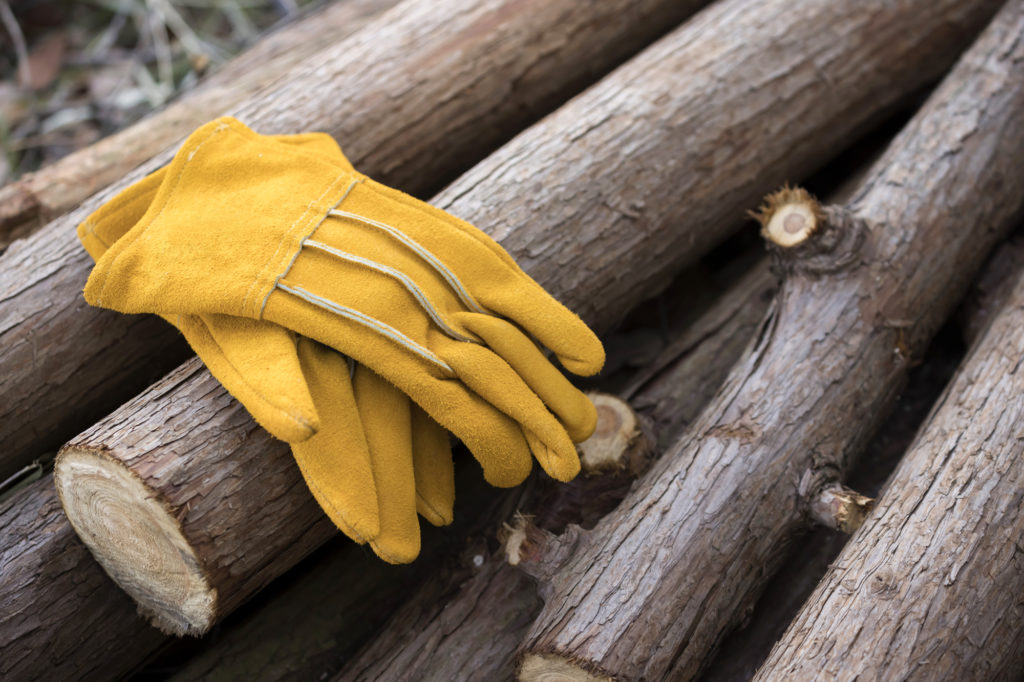 木材と手袋